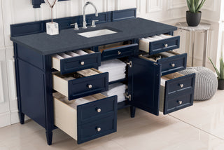 60 Inch Brittany Freestanding Vanity in Victory Blue / Charcoal Soapstone Top