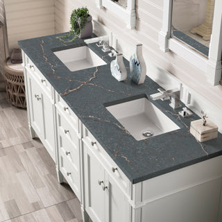 72 Inch Brittany Freestanding Vanity in Bright White / Parisien Bleu Top