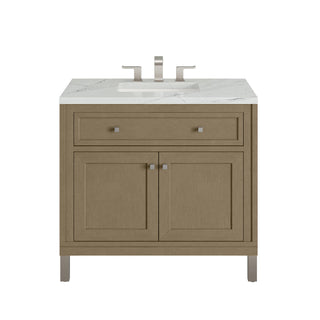 36 Inch Chicago Freestanding Vanity in Walnut Whisper / Ethereal Noctis Top