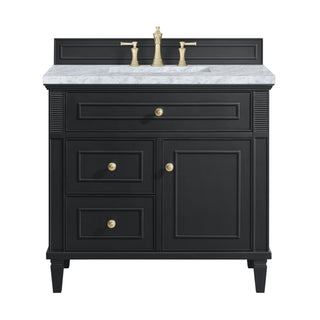 36 Inch Lorelai Freestanding Vanity in Black Onyx / Carrara White Top