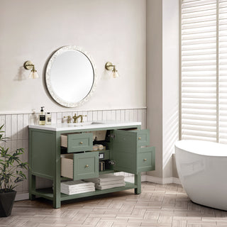 48 Inch Breckenridge Freestanding Vanity in Smokey Celadon / White Zeus Top