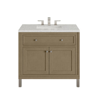 36 Inch Chicago Freestanding Vanity in Walnut Whisper / Eternal Jasmine Pearl Top