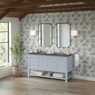 60 Inch Breckenridge Freestanding Vanity in Serenity Blue / Parisien Bleu Top