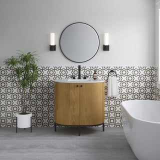 36 Inch Bellamy Freestanding Vanity in Rustic Oak / Carrara White Top