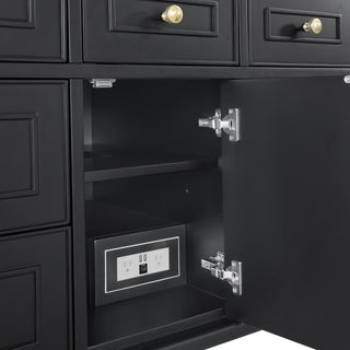 48 Inch Lorelai Freestanding Vanity in Black Onyx / White Zeus Top