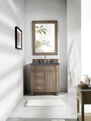 30 Inch Bristol Freestanding Vanity in Whitewashed Walnut / Charcoal Soapstone Top