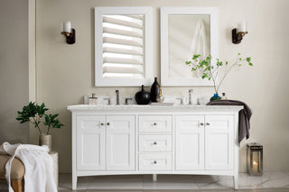 72 Inch Palisades Freestanding Vanity in Bright White / Eternal Jasmine Pearl Top