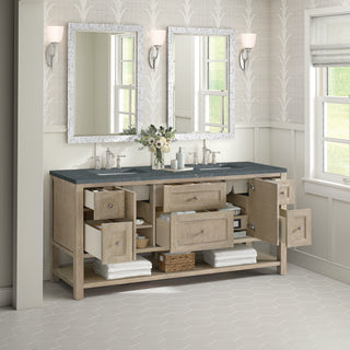 72 Inch Breckenridge Freestanding Vanity in Whitewashed Oak / Parisien Bleu Top