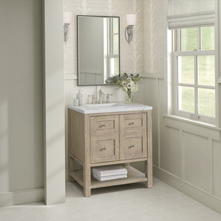 30 Inch Breckenridge Freestanding Vanity in Whitewashed Oak / Ethereal Noctis Top