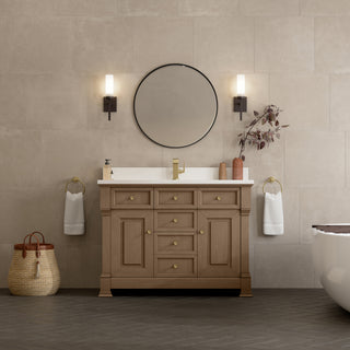 48 Inch Brookfield Freestanding Vanity in Pecan / White Zeus Top