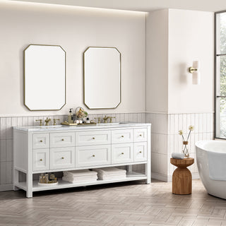 72 Inch Breckenridge Freestanding Vanity in Bright White / Arctic Fall Top