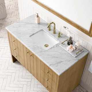48 Inch Hudson Freestanding Vanity in Light Natural Oak / Carrara White Top
