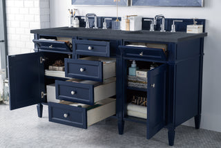 60 Inch Brittany Freestanding Vanity in Victory Blue / Charcoal Soapstone Top