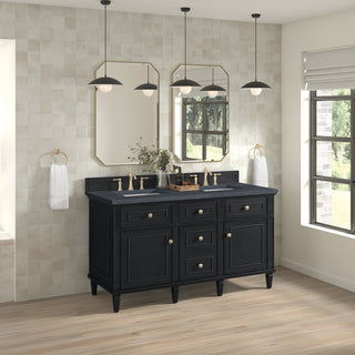 60 Inch Lorelai Freestanding Vanity in Black Onyx / Charcoal Soapstone Top