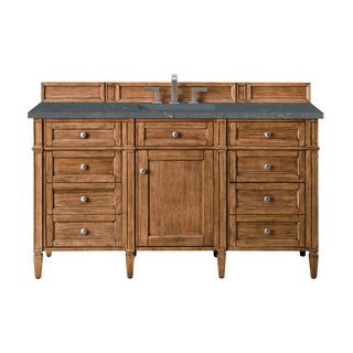 60 Inch Brittany Freestanding Vanity in Saddle Brown / Parisien Bleu Top