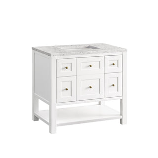36 Inch Breckenridge Freestanding Vanity in Bright White / Eternal Jasmine Pearl Top
