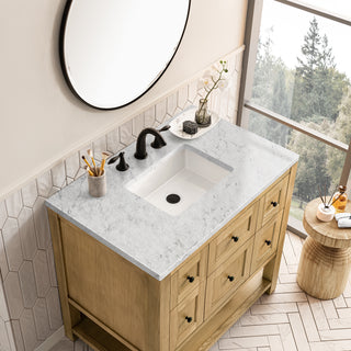 36 Inch Breckenridge Freestanding Vanity in Light Natural Oak / Eternal Jasmine Pearl Top