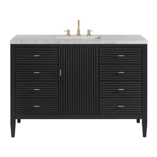 48 Inch Myrrin Freestanding Vanity in Carbon Oak / Eternal Jasmine Pearl Top