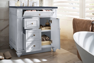 30 Inch Bristol Freestanding Vanity in Bright White / Charcoal Soapstone Top