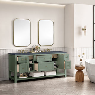72 Inch Breckenridge Freestanding Vanity in Smokey Celadon / Charcoal Soapstone Top