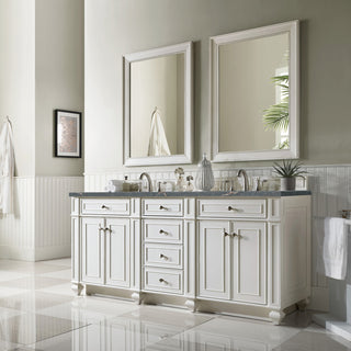 72 Inch Bristol Freestanding Vanity in Bright White / Parisien Bleu Top