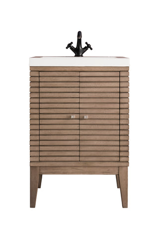 23.625 Inch Linden Dual Mount Vanity in Whitewashed Walnut / White Glossy Top