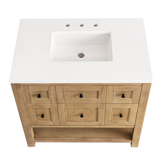 36 Inch Breckenridge Freestanding Vanity in Light Natural Oak / White Zeus Top