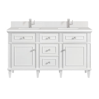 60 Inch Lorelai Freestanding Vanity in Bright White / White Zeus Top