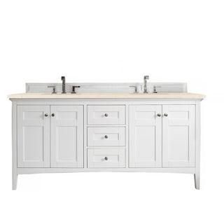 72 Inch Palisades Freestanding Vanity in Bright White / Eternal Marfil Top