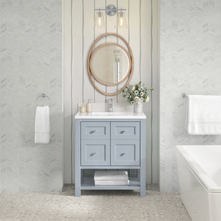 30 Inch Breckenridge Freestanding Vanity in Serenity Blue / White Zeus Top