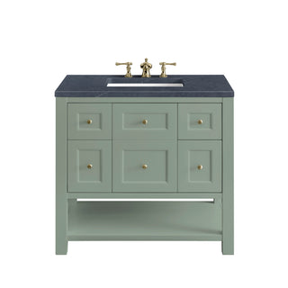 36 Inch Breckenridge Freestanding Vanity in Smokey Celadon / Charcoal Soapstone Top