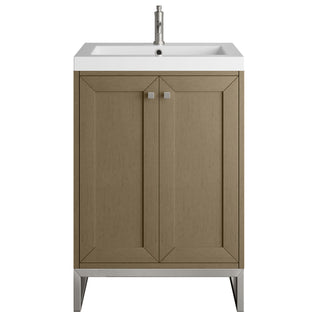 23.63 Inch Chianti Freestanding Vanity in Walnut Whisper / White Glossy Top