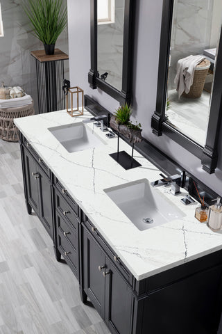 72 Inch Brittany Freestanding Vanity in Black Onyx / Ethereal Noctis Top