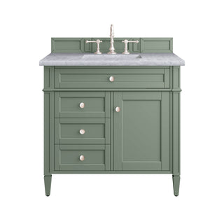 36 Inch Brittany Freestanding Vanity in Smokey Celadon / Carrara White Top