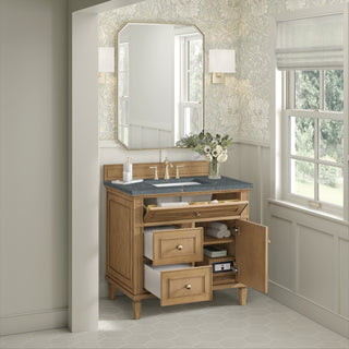 36 Inch Lorelai Freestanding Vanity in Light Natural Oak / Parisien Bleu Top