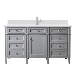 60 Inch Brittany Freestanding Vanity in Urban Gray / White Zeus Top
