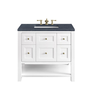36 Inch Breckenridge Freestanding Vanity in Bright White / Charcoal Soapstone Top