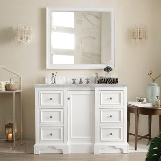 49.25 Inch De Soto Freestanding Vanity in Bright White / Victorian Silver Top