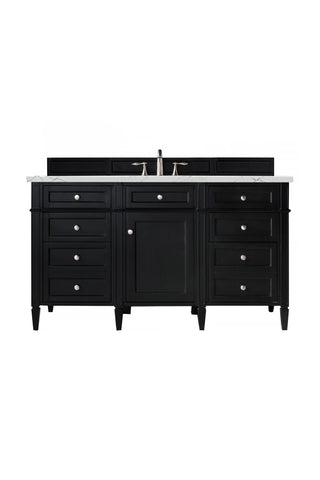 60 Inch Brittany Freestanding Vanity in Black Onyx / Ethereal Noctis Top