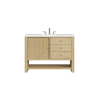 48 Inch Marigot Freestanding Vanity in Sunwashed Oak / White Zeus Top