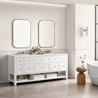 72 Inch Breckenridge Freestanding Vanity in Bright White / Lime Delight Top
