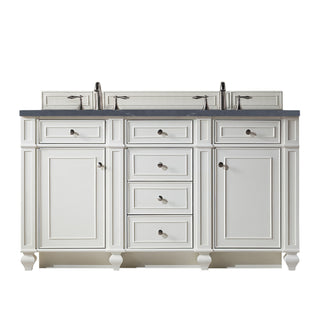 60 Inch Bristol Freestanding Vanity in Bright White / Charcoal Soapstone Top