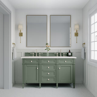 60 Inch Brittany Freestanding Vanity in Smokey Celadon / White Zeus Top