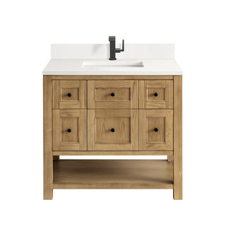 36 Inch Breckenridge Freestanding Vanity in Light Natural Oak / White Zeus Top
