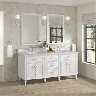72 Inch Lorelai Freestanding Vanity in Bright White / Eternal Jasmine Pearl Top