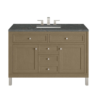 48 Inch Chicago Freestanding Vanity in Walnut Whisper / Parisien Bleu Top
