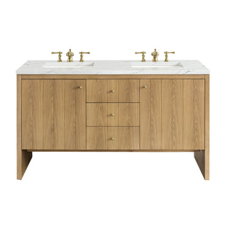 60 Inch Hudson Freestanding Vanity in Light Natural Oak / Ethereal Noctis Top