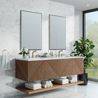 72 Inch Marcello Floating Vanity in Chestnut / Ethereal Noctis Top