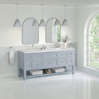 72 Inch Breckenridge Freestanding Vanity in Serenity Blue / Arctic Fall Top