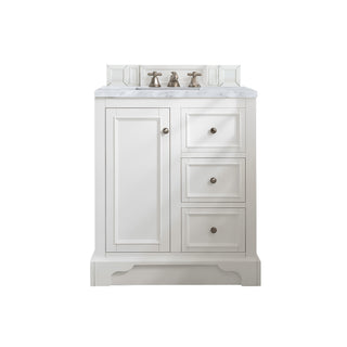 31.25 Inch De Soto Freestanding Vanity in Bright White / Carrara White Top